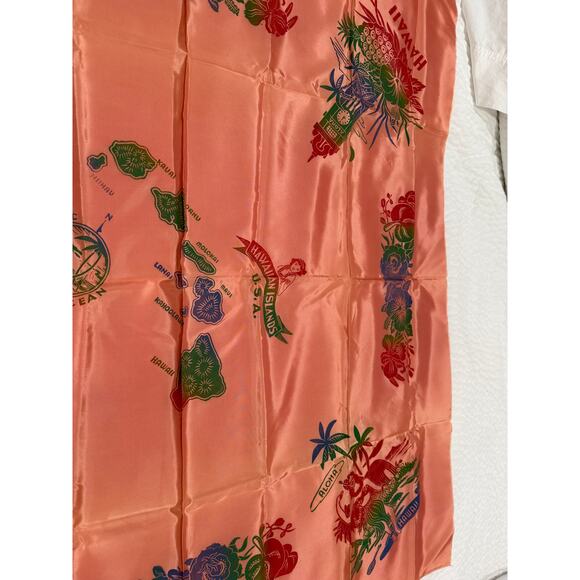 Vintage Hawaiian Islands Map Satin Tablecloth 39x40 + 4 Napkins Deadstock - Picture 11 of 16